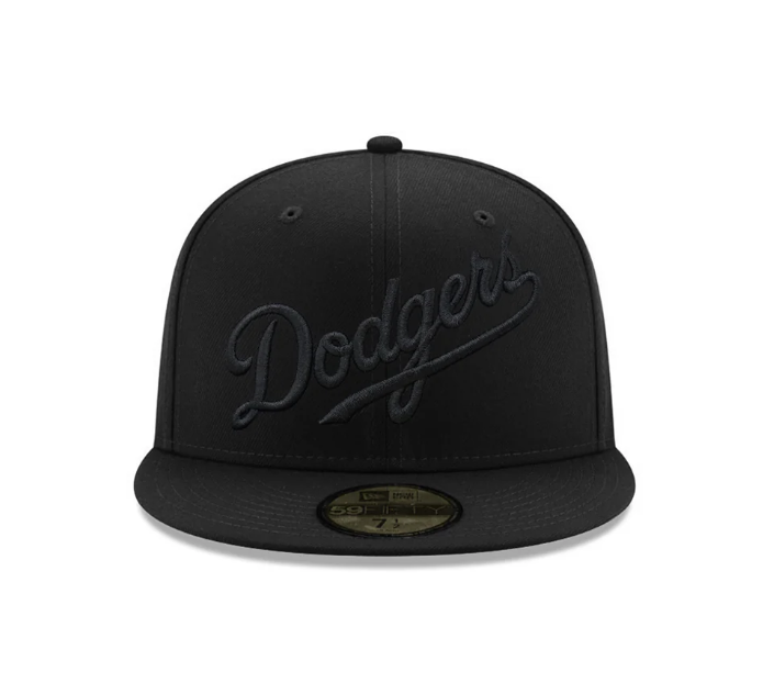 Los Angeles Dodgers Wordmark Script Black on Black MLB 59Fifty Fitted Hat
