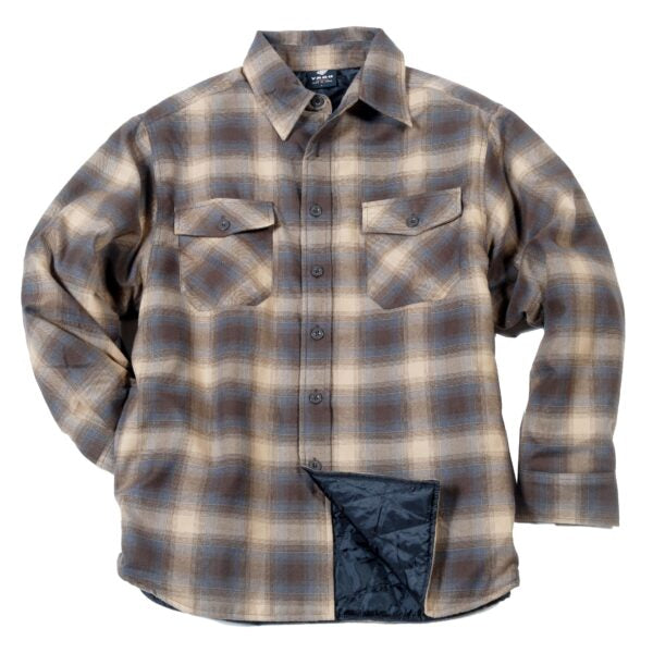 YAGO Men's Quilted Lining Plaid Flannel Jacket with Side Pockets
