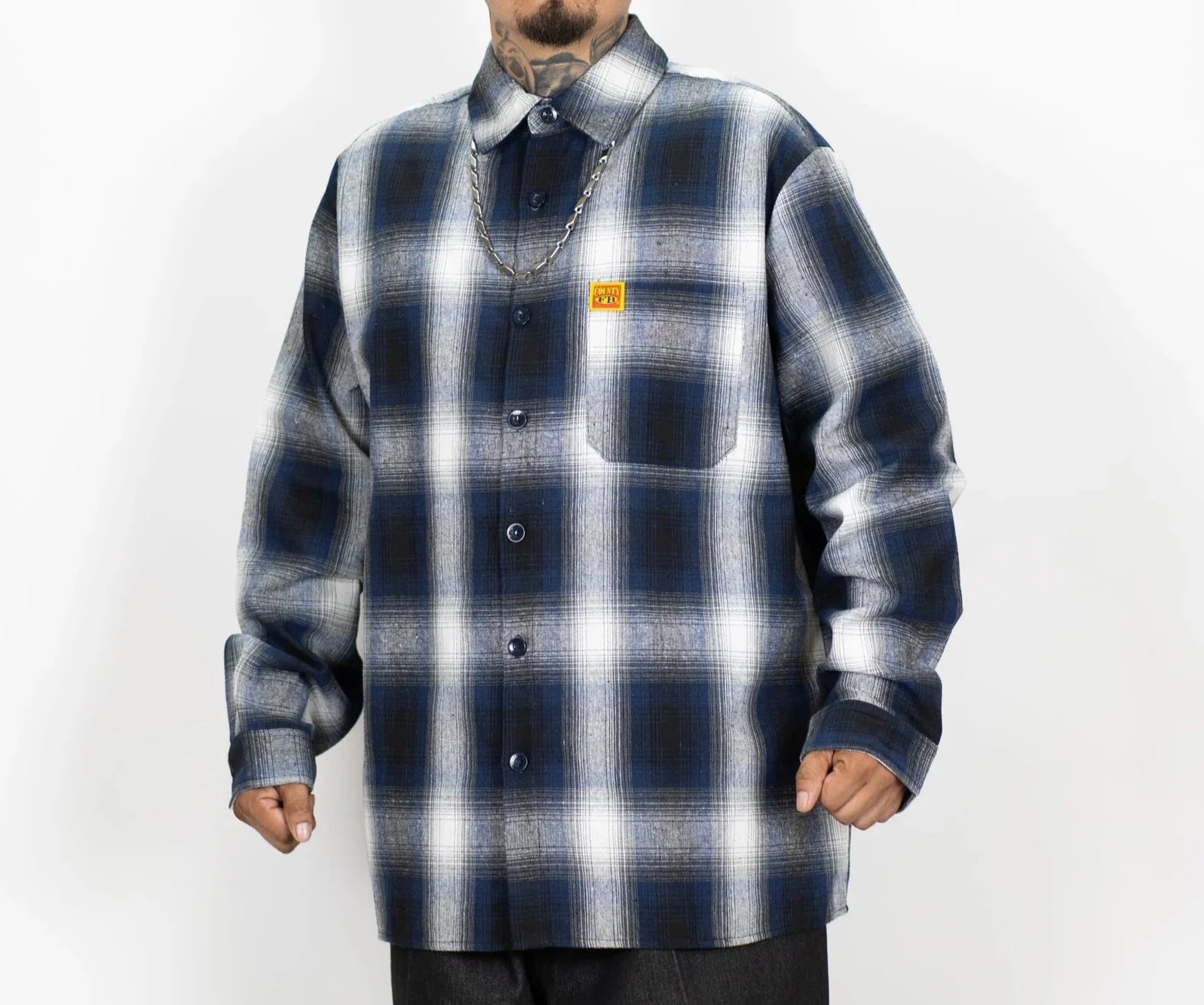 FB County Checker Grey Zip Crop Short Sleeve Shirt