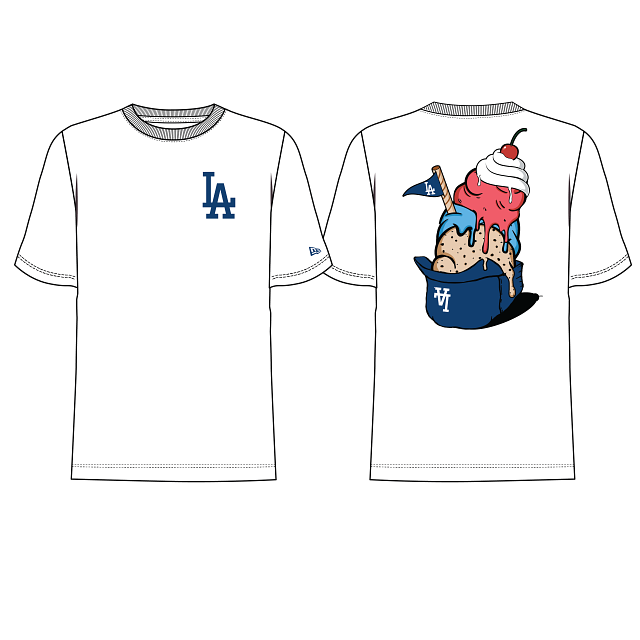 New Era Los Angeles Dodgers White Game Day Ice Cream T-Shirt