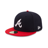 NEW ERA 59FIFTY AUTHENTIC COLLECTION ATLANTA BRAVES ON-FIELD HOME HAT - NAVY, RED - Xtreme Wear