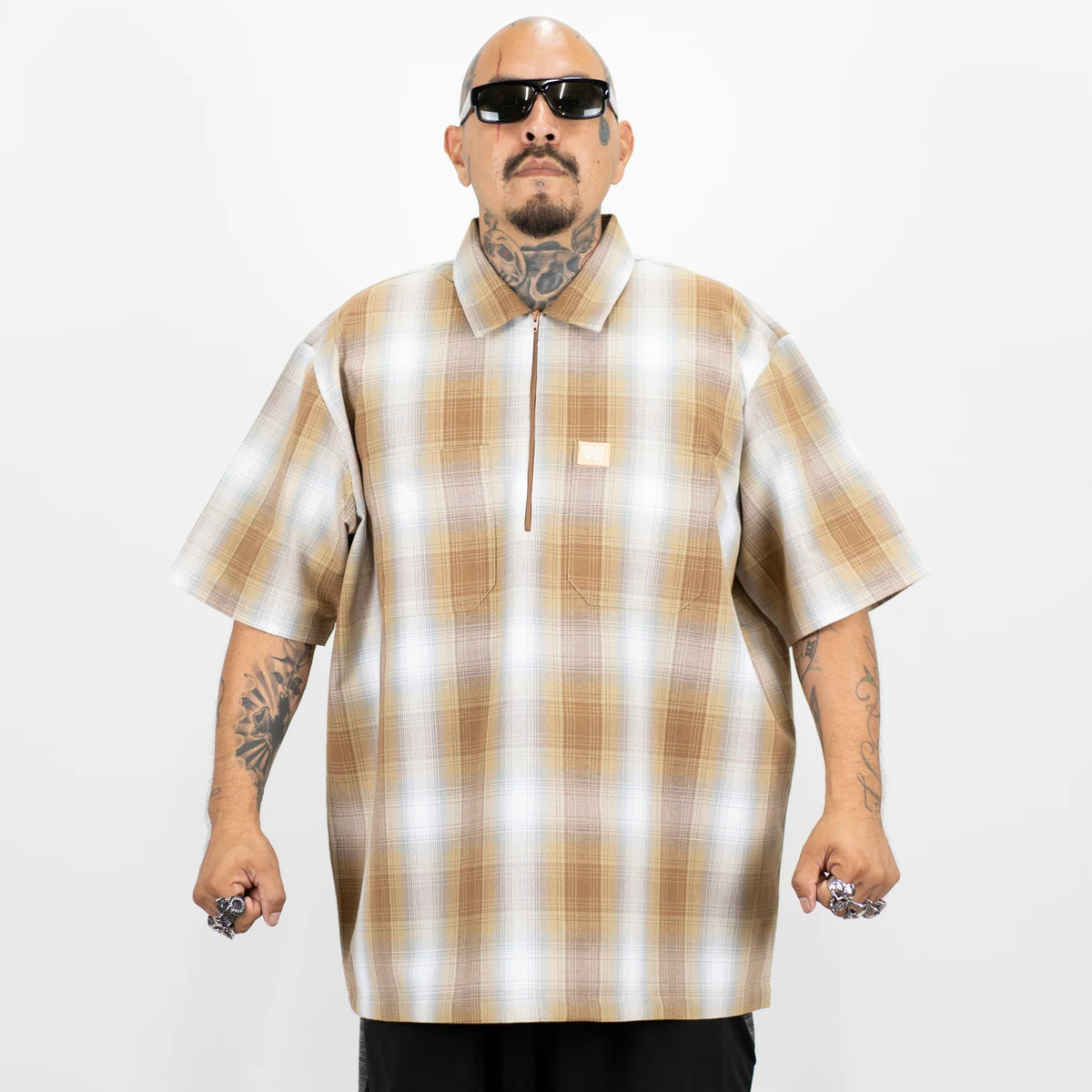 FB County Short Sleeve Checker Zip Shirt