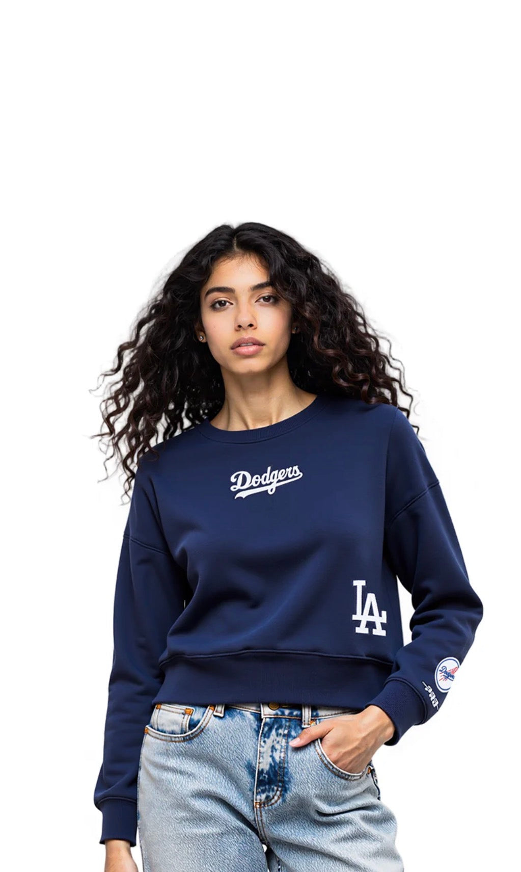 Pro Standard Women's LA Dodgers Wingspan Crew Pullover - Navy