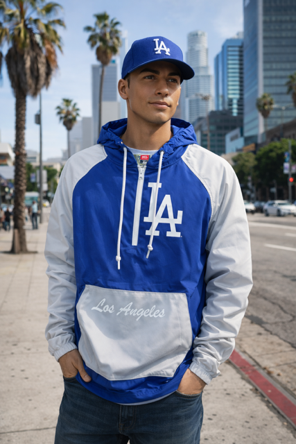 Mitchell & Ness Los Angeles Dodgers Poly Half Zip Anorak Jacket