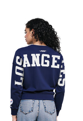 Pro Standard Women's LA Dodgers Wingspan Crew Pullover - Navy