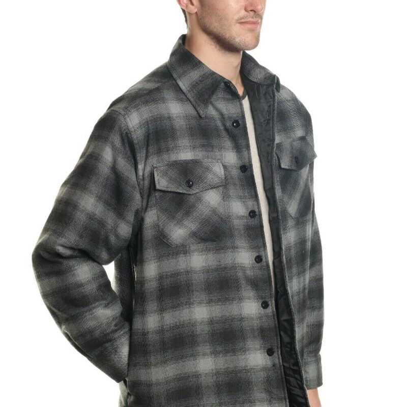 YAGO Men's Quilted Lining Plaid Flannel Jacket with Side Pockets