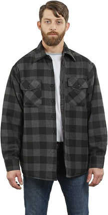 YAGO Men's Quilted Lining Plaid Flannel Jacket with Side Pockets