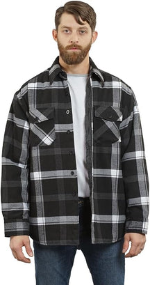 YAGO Men's Quilted Lining Plaid Flannel Jacket with Side Pockets