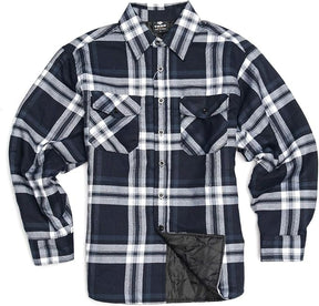 YAGO Men's Quilted Lining Plaid Flannel Jacket with Side Pockets