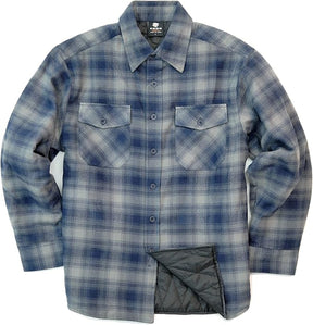 YAGO Men's Quilted Lining Plaid Flannel Jacket with Side Pockets