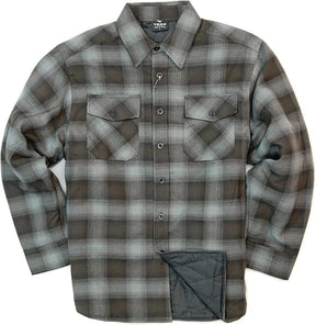 YAGO Men's Quilted Lining Plaid Flannel Jacket with Side Pockets