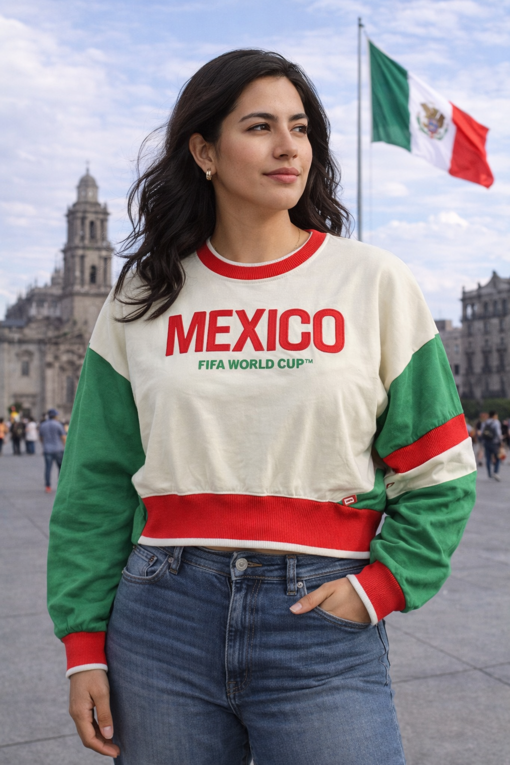 Women's Mexico FIFA Crop Sweater