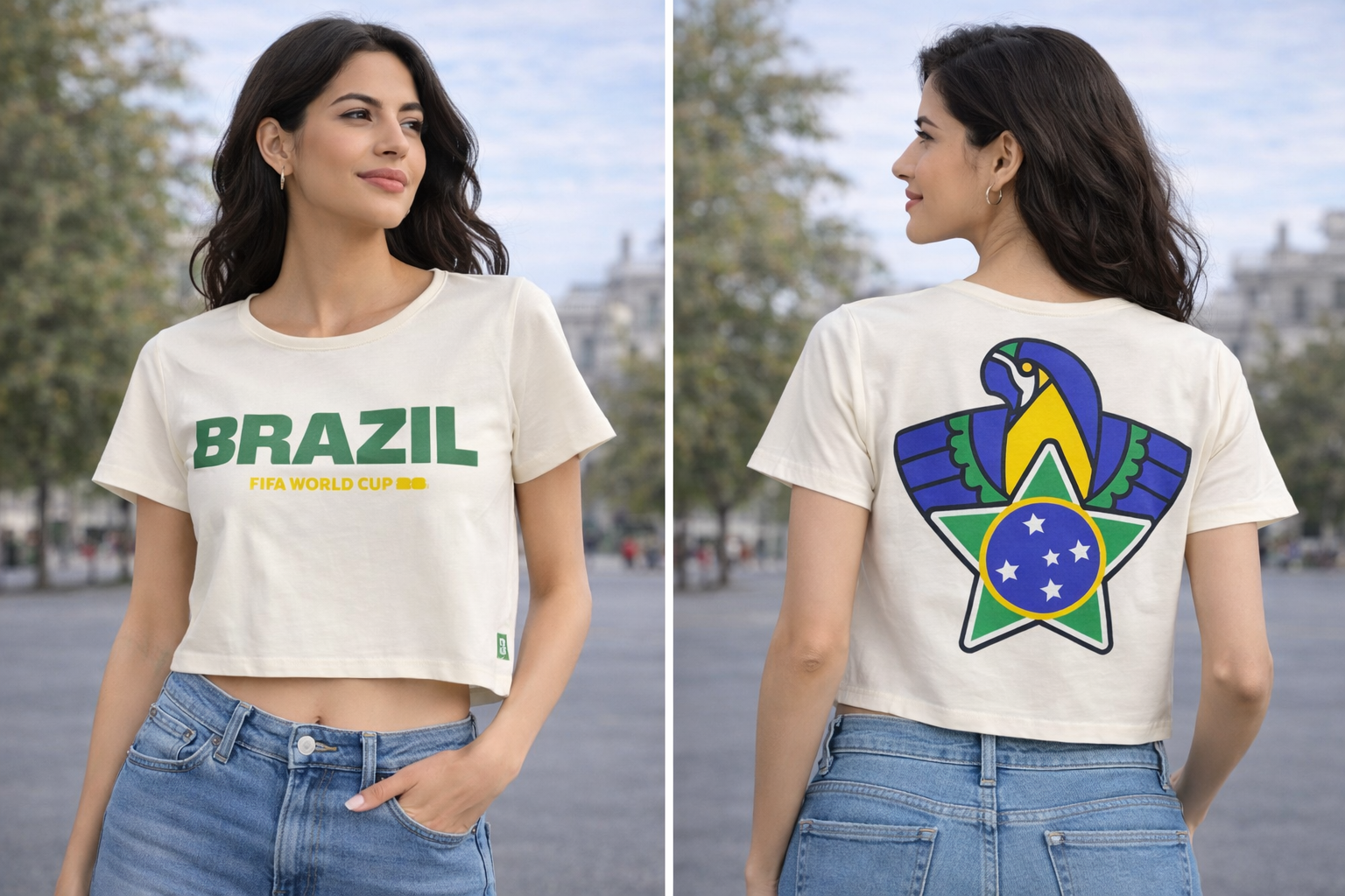 Women's Brazil FIFA Crop Tee