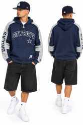 Men's Starter Legend Navy Dallas Cowboys Full Zip Fleece Sweater
