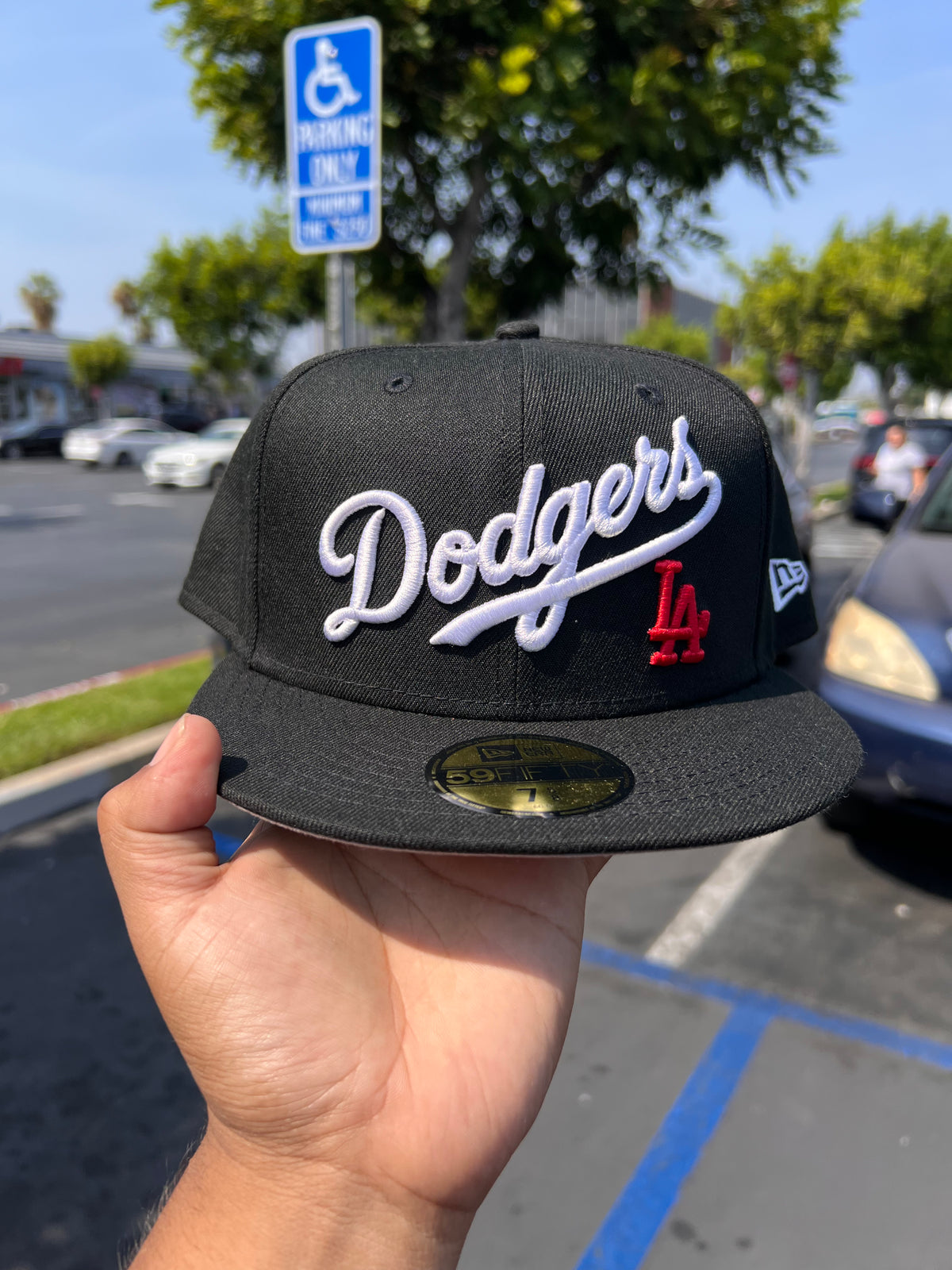 Los Angeles Dodgers Script Black with Red LA 5950