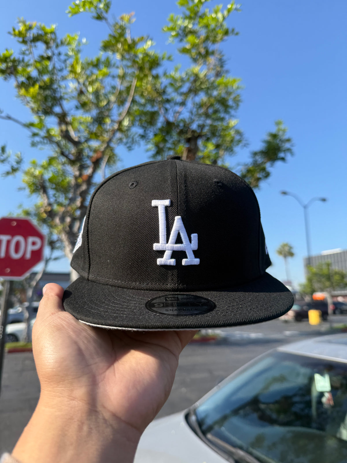 New Era 950 Men's Los Angeles Dodgers New Era Black/White 2025 MLB Championship Snapback  Hat