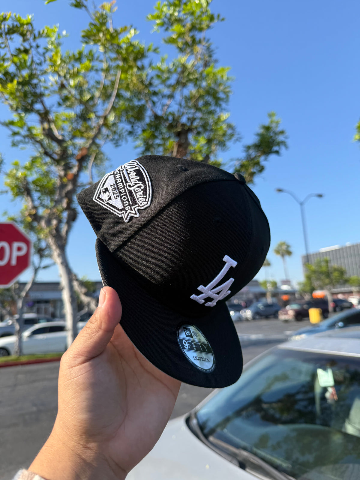 New Era 950 Men's Los Angeles Dodgers New Era Black/White 2025 MLB Championship Snapback  Hat