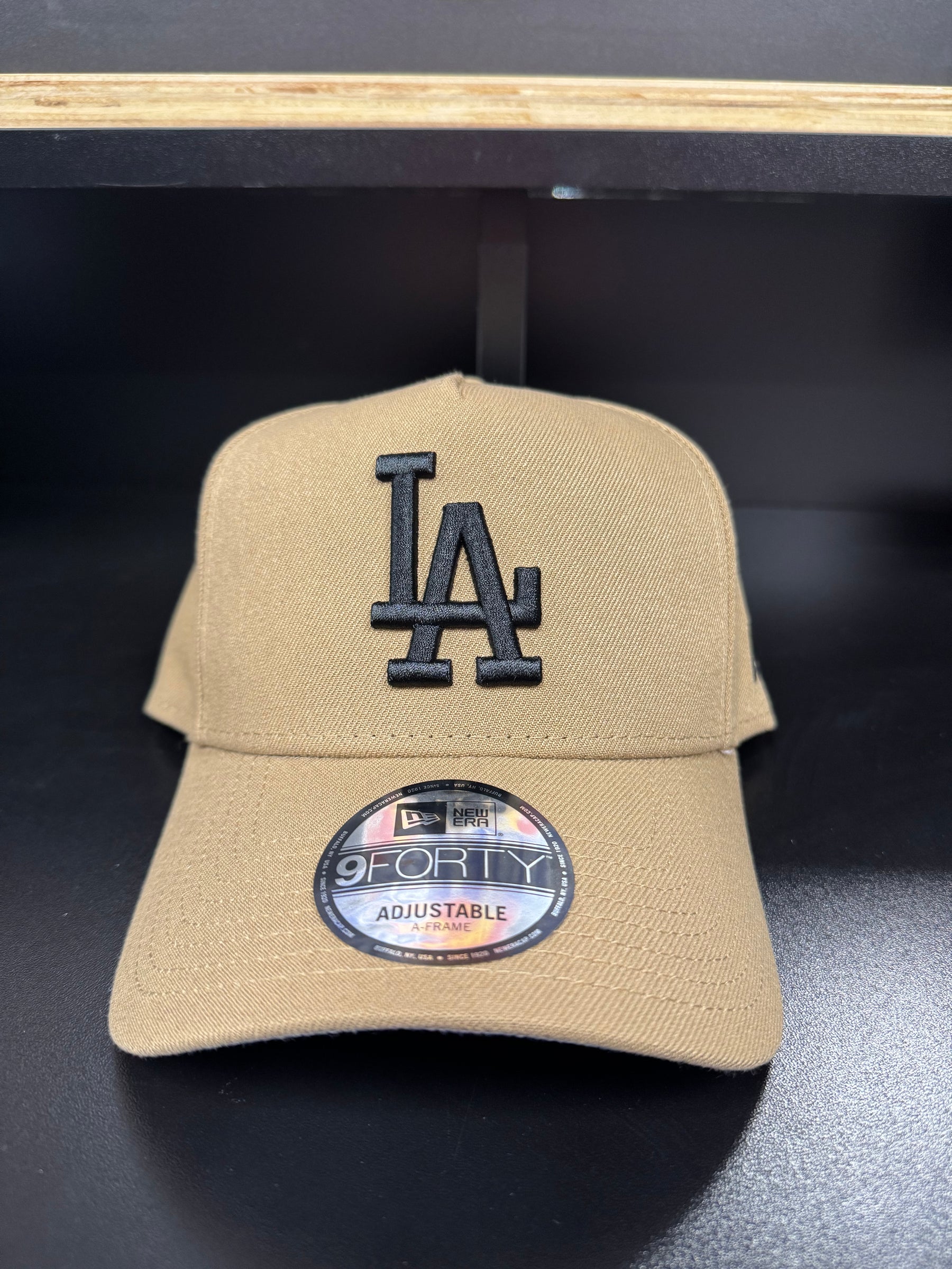 Los Angeles Dodgers Khaki/Black 9Forty Adjustable A-Frame Hat