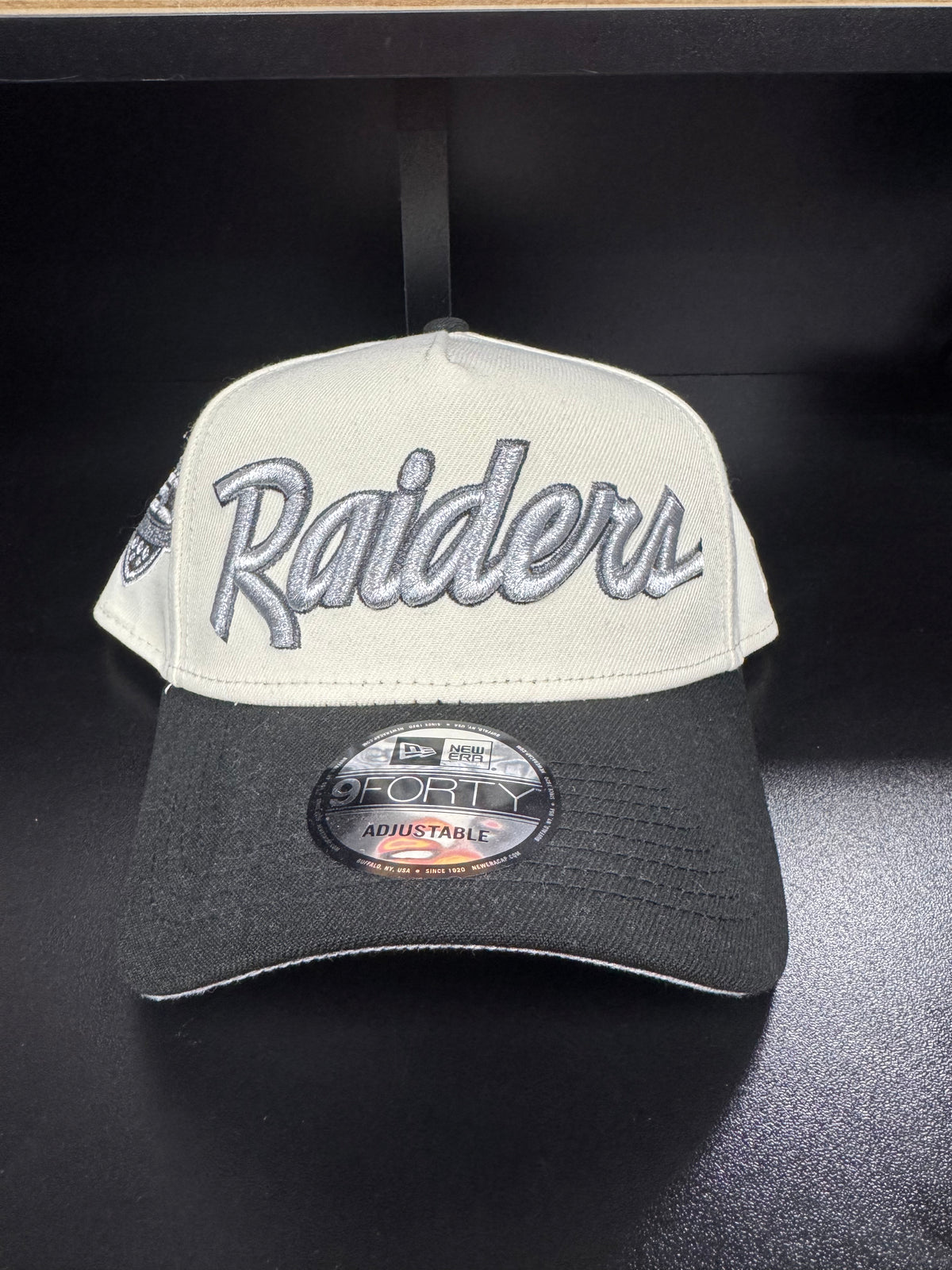 Raiders 2 Toned Ivory/Black 9Forty Adjustable A-Frame Hat