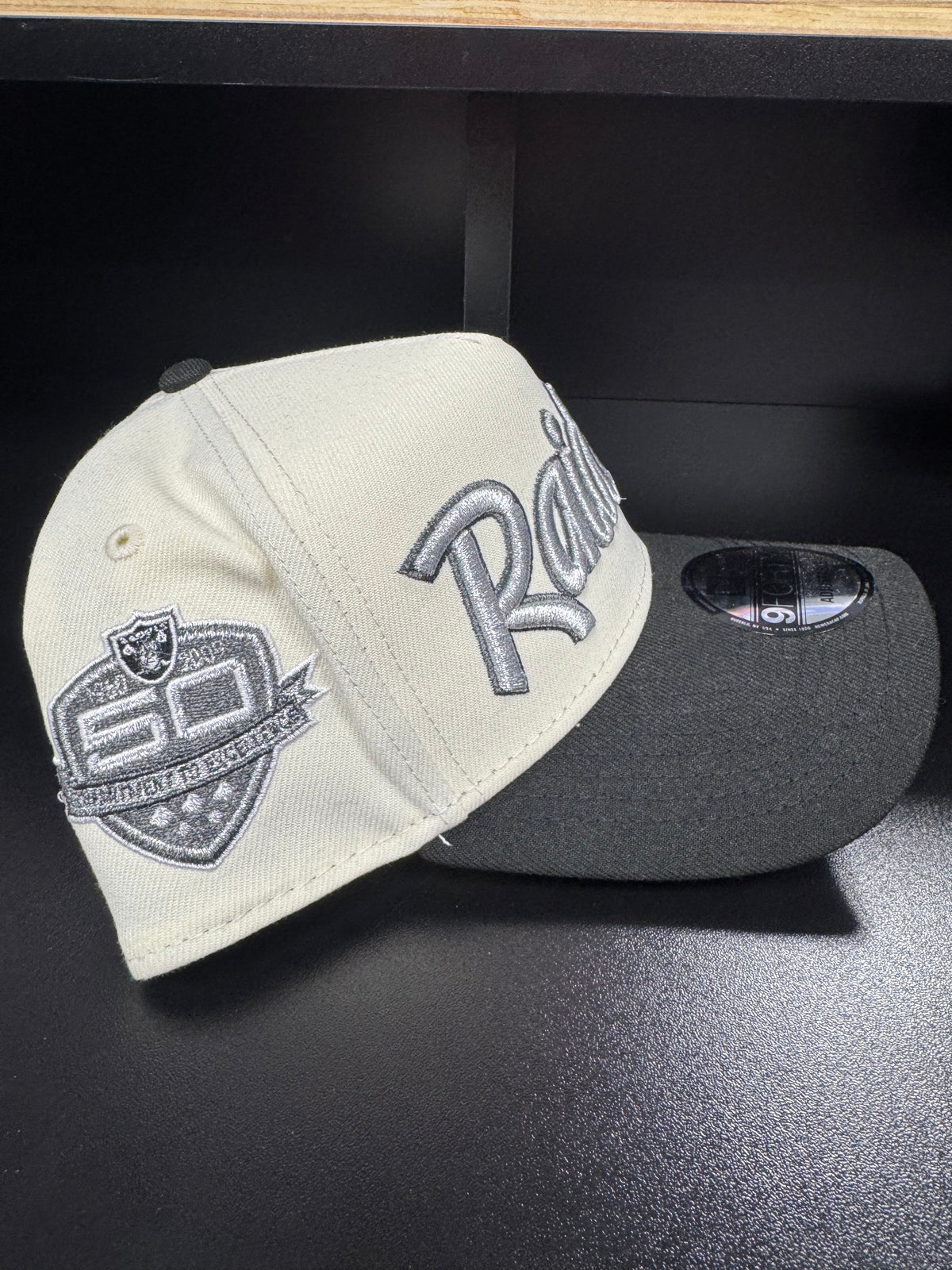 Raiders 2 Toned Ivory/Black 9Forty Adjustable A-Frame Hat