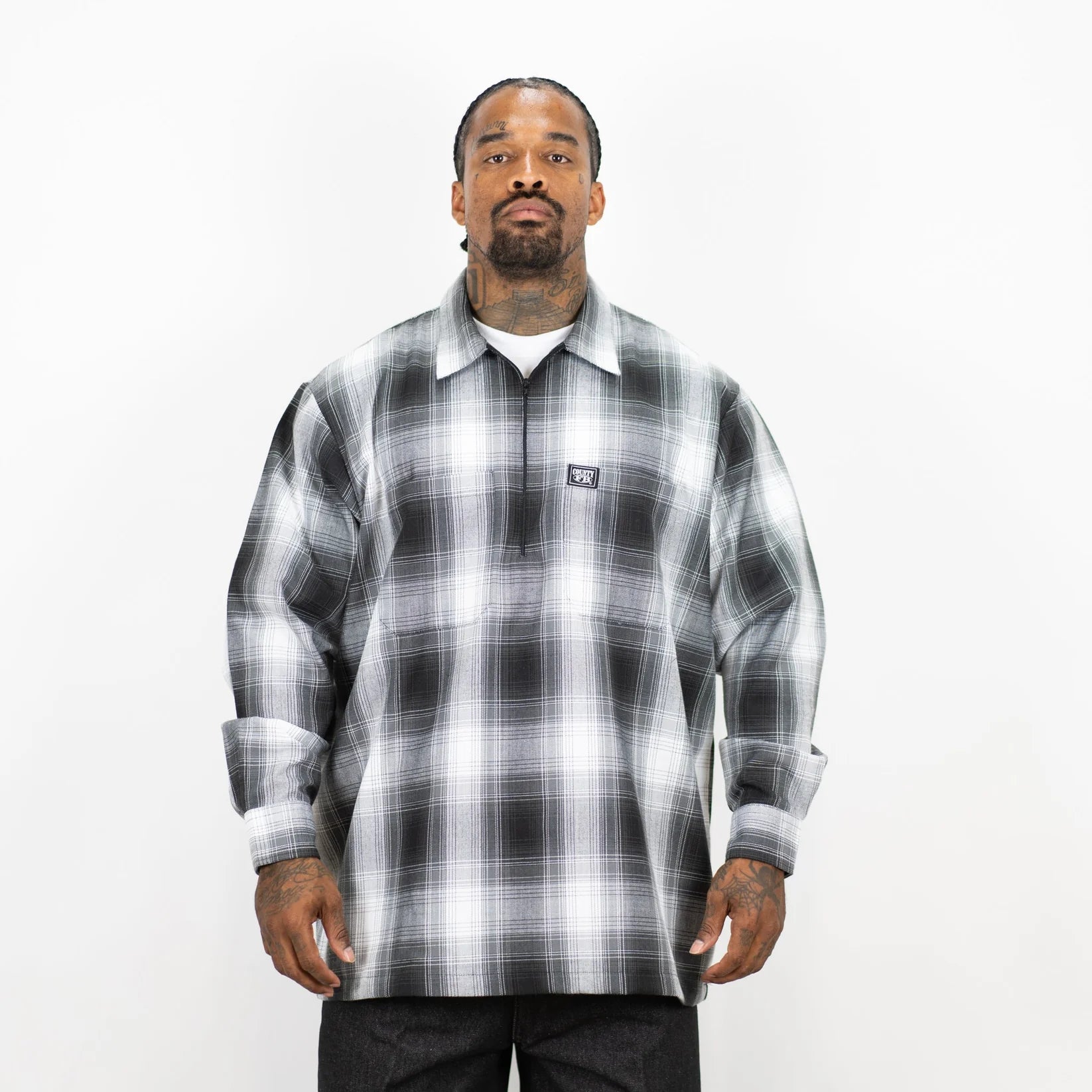 FB County Long Sleeve Checker Zip Shirt