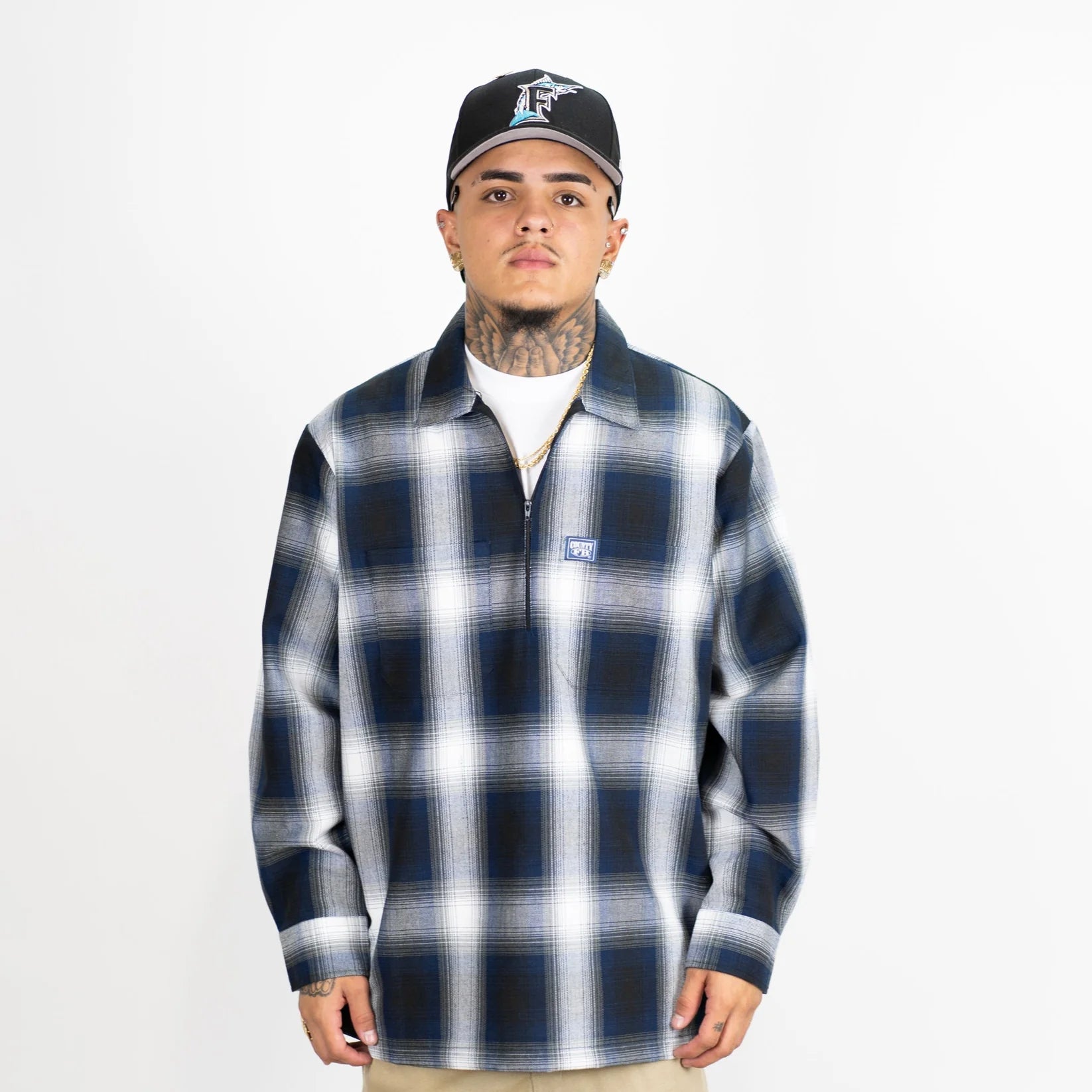 FB County Long Sleeve Checker Zip Shirt