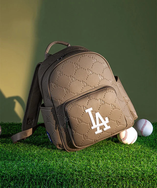 MLB Los Angeles Dodgers Backpack with Embossed Pattern - Brown
