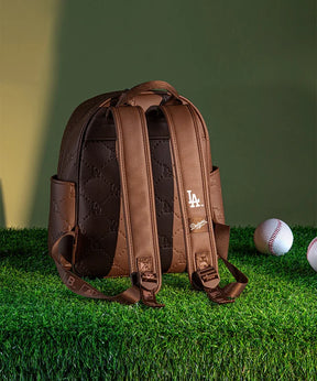MLB Los Angeles Dodgers Backpack with Embossed Pattern - Brown