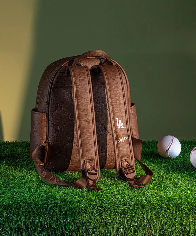 MLB Los Angeles Dodgers Backpack with Embossed Pattern - Brown