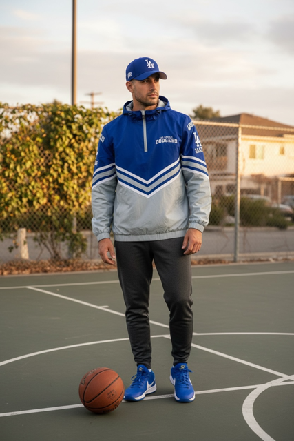 Los Angeles Dodgers Men's Nylon Half Zip Jacket