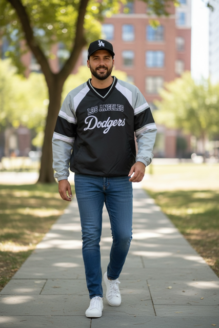 Los Angeles Dodgers G-III Lightweight V Neck Pullover Jacket -Black