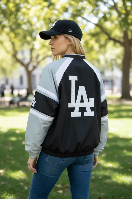 Los Angeles Dodgers G-III Lightweight V Neck Pullover Jacket -Black