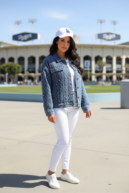 Los Angeles Dodgers Women's  Denim Embellished Jacket