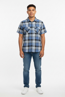 Classic Two Pocket Button Down Plaid Shirt