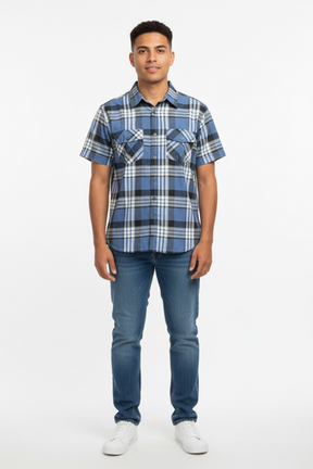 Classic Two Pocket Button Down Plaid Shirt
