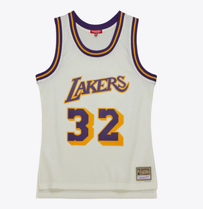 Magic Johnson Cream Los Angeles Lakers 1984/85 Name & Number Retired Player Swingman Jersey