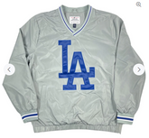 Los Angeles Dodgers G-III Lightweight V Neck Pullover Jacket - Grey