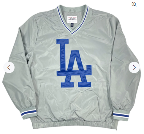 Los Angeles Dodgers G-III Lightweight V Neck Pullover Jacket - Grey