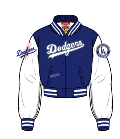Mitchell & Ness Women's MLB WOMEN'S DOUBLE CLUTCH CROP SATIN JACKET LOS ANGELES DODGERS
