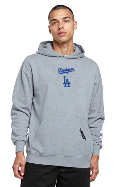 MLB LOS ANGELES DODGERS WINGSPAN MEN'S DROP SHOULDER  HOODIE -Heather Grey