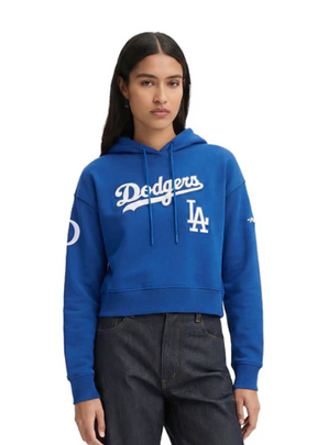 Pro Standard  MLB LOS ANGELES DODGERS GAME DAY CLASSICS WOMEN'S DOUBLE KNIT CROPPED PULLOVER HOODIE