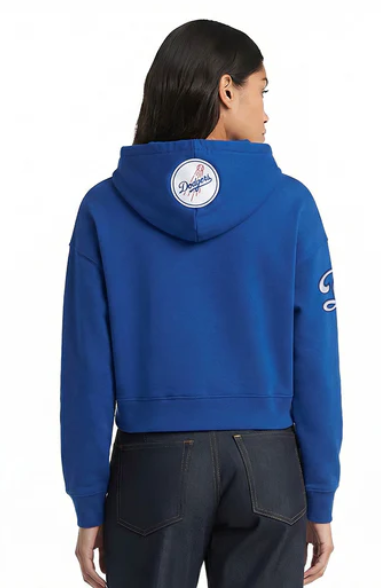 Pro Standard  MLB LOS ANGELES DODGERS GAME DAY CLASSICS WOMEN'S DOUBLE KNIT CROPPED PULLOVER HOODIE