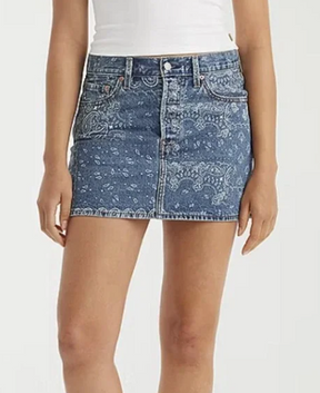 Levi's Icon Paisley Print A-Line Denim Mini Skirt Women's