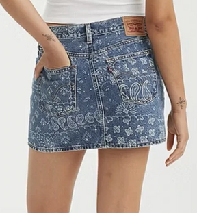 Levi's Icon Paisley Print A-Line Denim Mini Skirt Women's