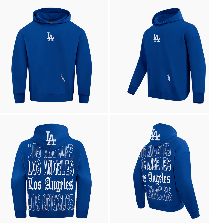 MLB LOS ANGELES DODGERS BILLBOARD MEN'S DROP SHOULDER  HOODIE -ROYAL