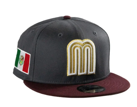 New Era 9Fifty Mexico Official World Baseball Classic Two Tone Snapback Hat Graphite Maroon