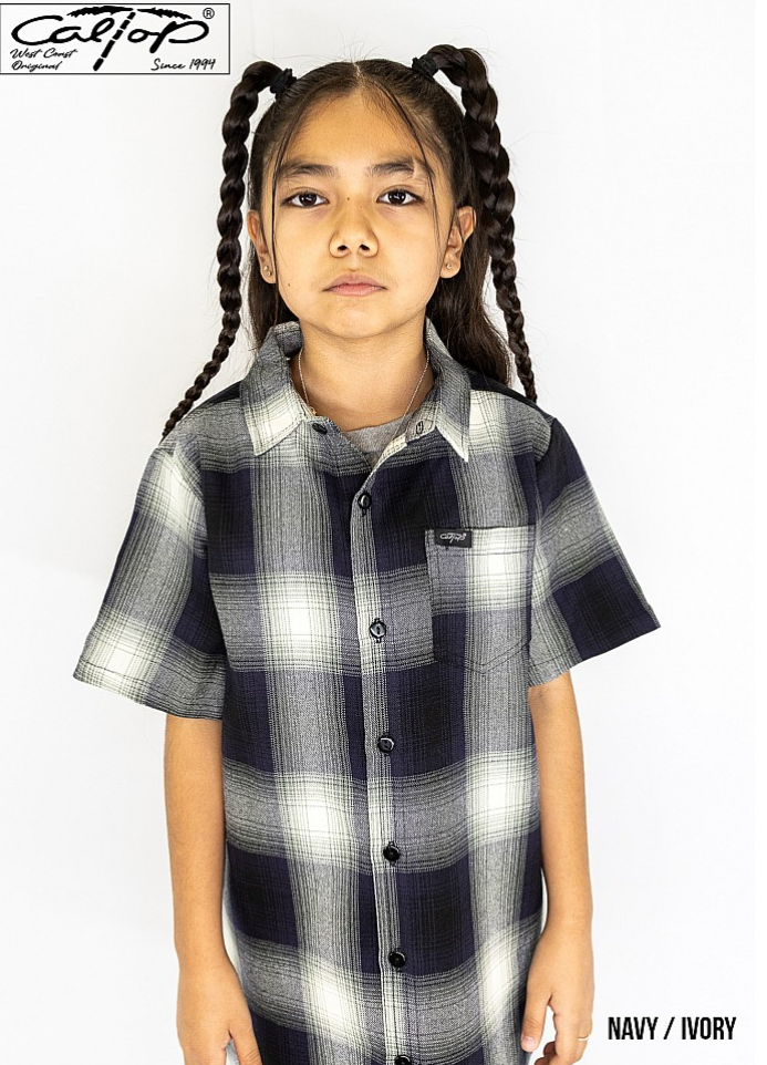 Kids Cal Top 2000 Short Sleeve Plaid Shirt – Sizes 8-14