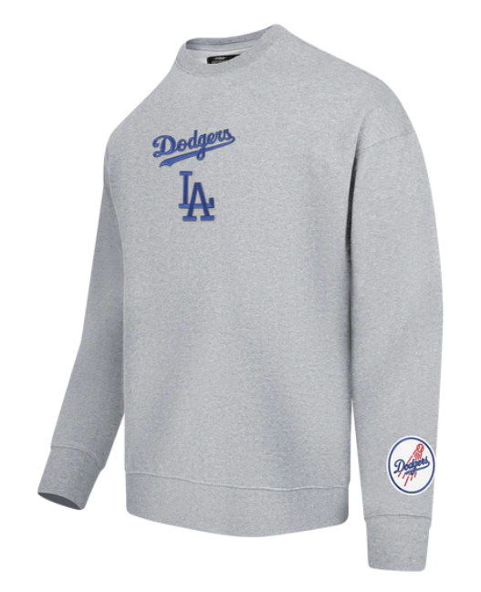Pro Standard LA Dodgers Wingspan Crew Pullover - Heather Grey