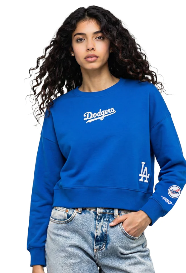 Pro Standard Women's LA Dodgers Wingspan Crew Pullover - Royal Blue