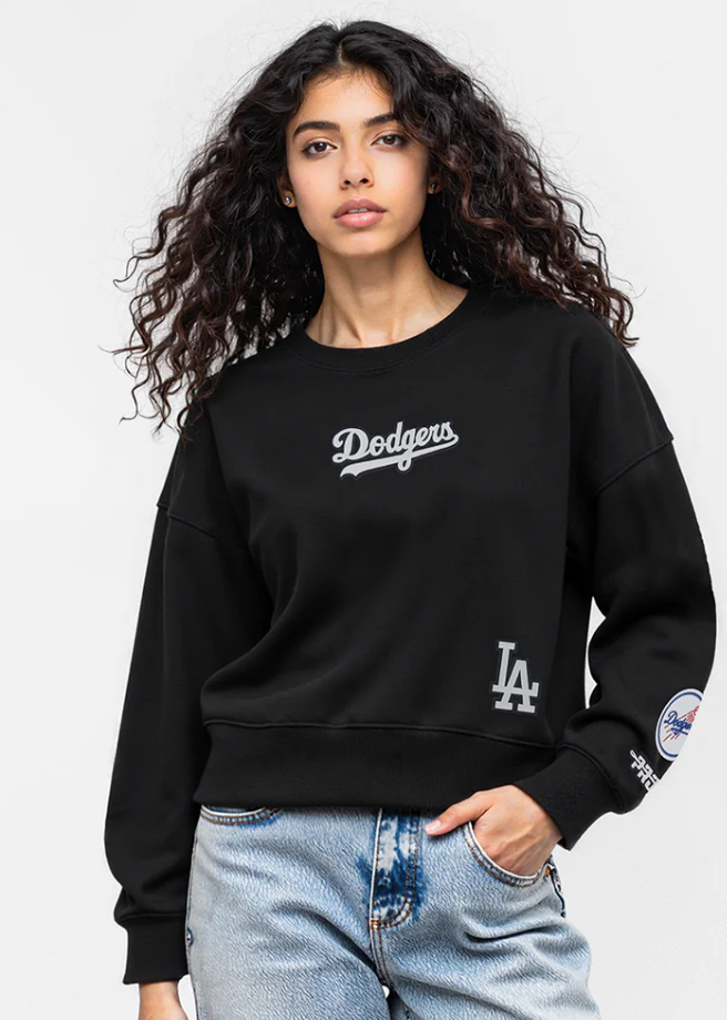 Pro Standard Women's LA Dodgers Wingspan Crew Pullover - Black